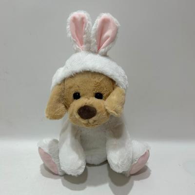 Cina 28CM Plush Toy Puppy Stuffed Animal in White Bunny Costume for Easter in vendita