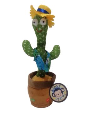 China Plush Recording Repeating Singing Cactus With Hat for sale