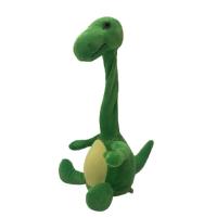 China 35cm Green Dinosaur Plush Toy Recording & Speaking While Twisting Neck for sale