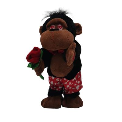 Cina La peluche del giorno di biglietti di S. Valentino gioca ballare di canto torcendo Gorilla With una Rosa in vendita