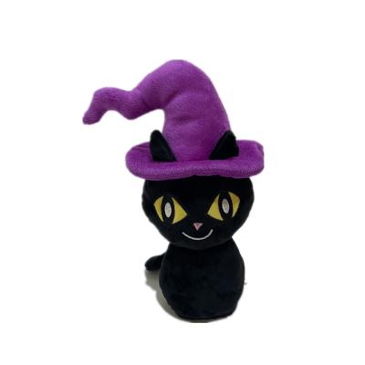 Cina 20cm Halloween che parla gatto nero con il cappello porpora che registra giocattolo farcito in vendita