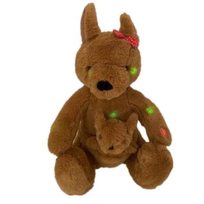 Cina Bambino Brown Fuzzy Plush Kangaroo Toy sveglio 30 cm con le luci e la ninnananna del LED in vendita