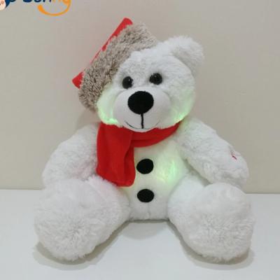 China Diodo emissor de luz do Xmas que ilumina o urso do luxuoso com o brinquedo do luxuoso das crianças do urso do diodo emissor de luz de Santa Hat Kids Gift à venda