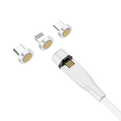 China Whole Factory Sales of MP3/MP4 Player 1M/2M Magnet Fast Charging 540 Degree Rotating Magnetic Data Cable 3 in 1 Charging Cable for IOS Android for sale