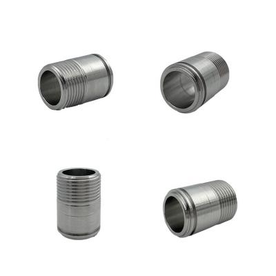 China Full Stainless Steel Pipe Corrosion Resistant Seamless Male Threaded Nipple Fitting Narrow Nipple Round Tube Connector for sale