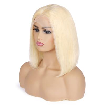 China Wholesale Silky Straight Short Wave 613 Lace Wigs 8Inch Lead-Straight Blonde Transparent Human Hair for sale