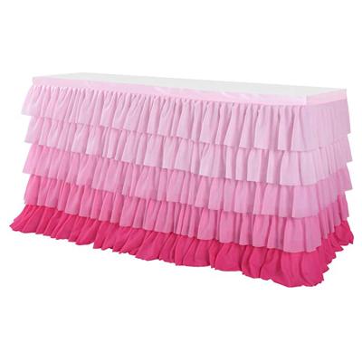 China Led Mermaid Rainbow Tutu Party Hawaiian Table Set Skirt Commercial White Satin for sale