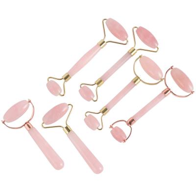 China Handheld Jade Roller Face Massage Rose Jade Roller Face Massage Stainless Steel Gua Sha Sha Handheld Quartz Msaage Tool for sale