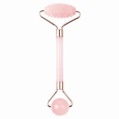 China Custom Face Massager Private Label Box 100% Natural Stone Pink Rose Quartz Gua Sha Tool Kit And Facial Massage Jade Roller With Logo for sale