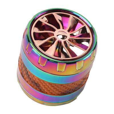 China New Creative Barber Shop Amazon Fan Shape Colored Zinc Alloy Smoke 5 Layer Smoke Breaker Stain Grinder for sale