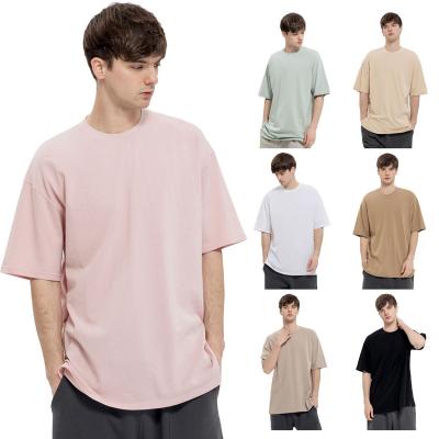 China Custom High Quality 100% Custom Anti-Wrinkle USA Size 180gsm Cotton Plain Logo T-shirt Drop Shoulder Oversized Plus Size Men's T-shirts for sale