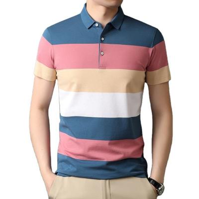 China Custom Anti-wrinkle Short Sleeve Chest Three Stripe Color Stitching Mens Clothing Polo Shirts for sale