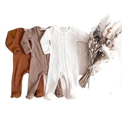 China Fashion Ruffle Cuff Romper Custom Bubble Ribbed Organic Baby Rompers Cotton Overalls Newborn Baby Boys Rompers (Old) for sale