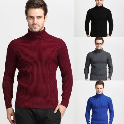 China 2022 Winter Fashion Custom Knitwear Anti-pilling Turtle Neck Knitted Long Sleeve Men's Ribbed Pullover Knitting Sweater For Red for sale