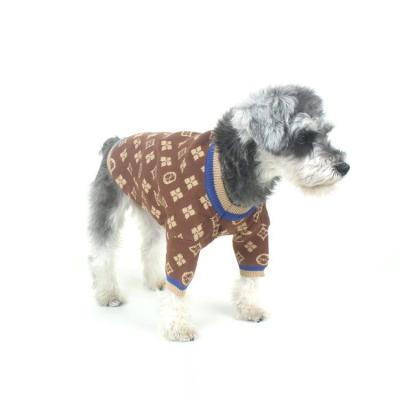 China Luxury stocked clothes luxury autumn and winter knitted sweater dog sweater fashion high-end pet dog brand fashionable for sale