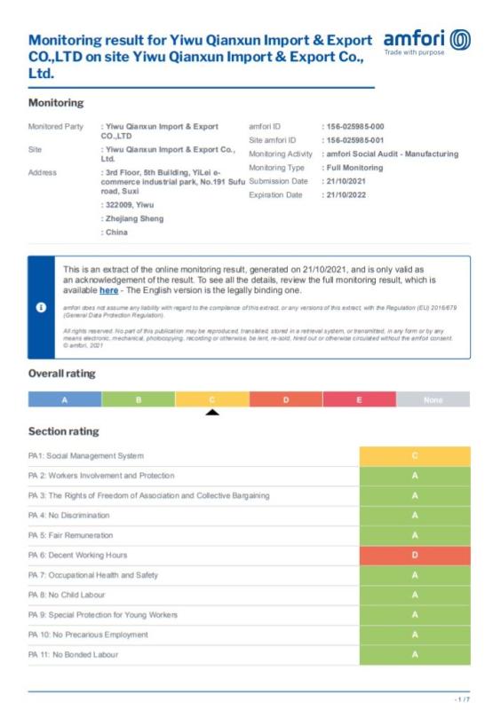 BSCI - Yiwu Qianxun Import & Export Co., Ltd.