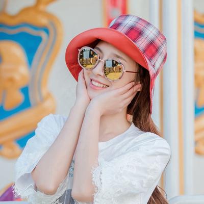 China Multicolor Outdoor Mens Womens Checked Bucket Hat Unisex Plain Checked Double Sided Cotton Bucket Hats for sale