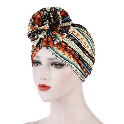 China Chemo Cap Bohemian Style Women Tie Turban Hat India Hat Ladies Hair Accessories Turban Hat for sale