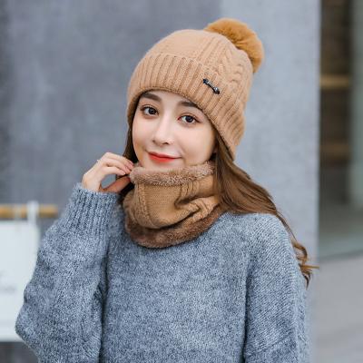 China Solid Color Short Beanie Hat And Scarf Set Keep Warm Scarf Women Fashion Winter Scarf And Hat Set for sale