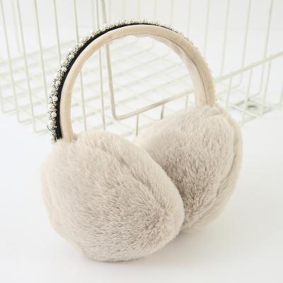 China New Fashion Plush Earmuff Winter Poly Faux Fluffy Earmuffs Simple Warm Comfortable Custom Adjustable Fur Solid Color for sale