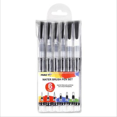 China Watetcolor Painting Amazon Hot Sale 6pcs Aquash Water Brush Pen Plastic Watercolor Brush Pen For Kids Artist Painting for sale