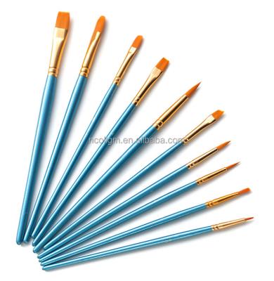 China Watetcolor Painting 10 Wholesale Line Wood Handle Nylon Hair Nylon Hair Acrylic Brush Gouache Oil Pickup Brush Hook Pen for sale