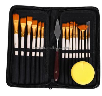 China Watetcolor Painting Professional Nylon Paint Pens Wooden Acrylic Paint Brush Set 2023 Polish Oil Watercolor Artist Hot Sale 15pcs Customized Color for sale