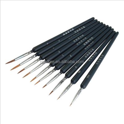 China Watetcolor 10pcs Miniature Wolf Hair Handle Retail Painting Miniature Wooden Paint Brush Set for Watercolor Oil Acrylic Painting Brush for sale