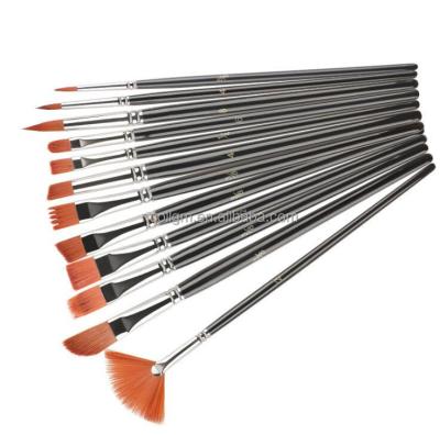 China Watetcolor 2022 Aurora Painting 12 PCS Nylon Hair Wood Handle Painting Set Brushes Drawing Artist Waterproof Paintbrush For Sale for sale