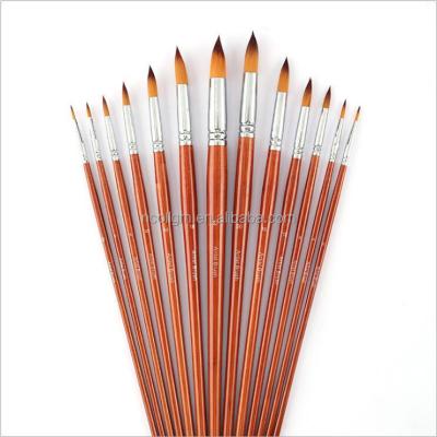 China Newest Watetcolor Paint 13Pcs Round Long Handle Sharp Acrylic Painting Brush Artist Set For School Watercolor Oil Painting Stationery for sale