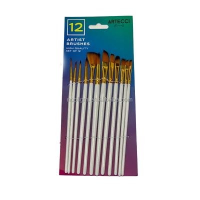 China 2023 Aurora High Quality 12Pcs Watetcolor Paint Brush Set with Nylon Hair and Wooden Handle for Acrylic Watercolor Painting for sale