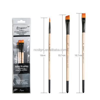 China Watetcolor Painting Wholesale 3pcs Private Label Brush Water Color Acrylic Paint Brushes Art Student Gouache Oil Paint Brush Set for sale