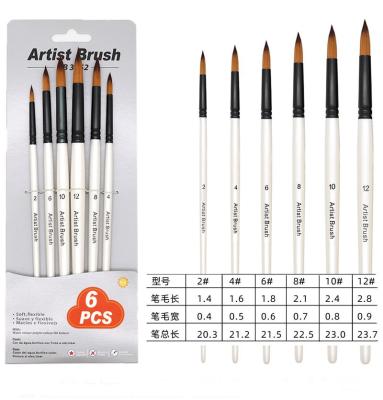 China Watetcolor 6pcs Paint Brush Set Nylon Hair Paint Brush Set for Acrylic Artist Professional Painting Oil Watercolor Painting Kits for sale