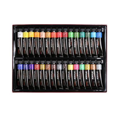 China Amazon Hot Sale Nox-Toxic Water-Based Paint Wholesale Art Supplies 12/24 Colors Acrylic Paint 12ML Non-Toxic Water-Based Brush Set for sale