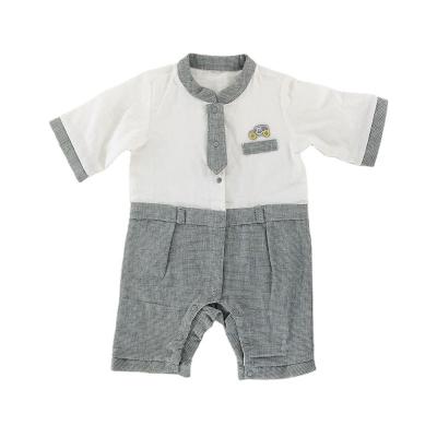 China Hot Sale 100% Cotton Long Sleeve Baptism Romper For Baby Boy Cut Out Clothes With Tie Summer for sale