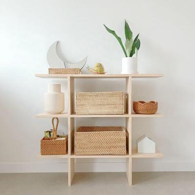 China Minimalist Bamboo Wooden Free Standing Storage Shelf Racks for sale