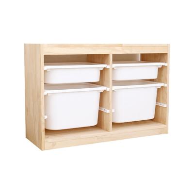 China Modern Stocked Storage Cabinet Custom Kids Furniture Toys Storage Kids Closet Pine for sale