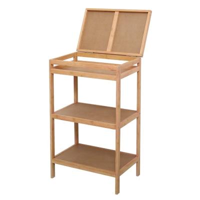 China Foldable With Water Resistant And Eco-friendly Bamboo Storage 3-Tier Bathroom Laundry Tier 3 Shelf for sale