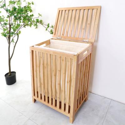 China Minimalist Hot Sales Laundry Storage Chest Basket Bamboo Wooden Cabinet for sale