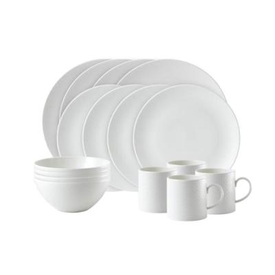 China High Quality Disposable Stoneware Popular Bone China Design White Dinnerware Round Dish Cup Italian Dinner Sets 16 Piece Dinnerware Set for sale