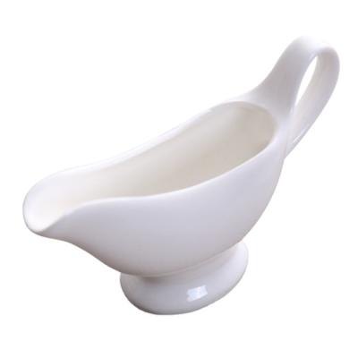 China Viable Ceramic White Sauce Gravey Pourer Creamer Pitcher Sugar Dish Sauce Dipping Bowl Cream Sauce Boat Porcelain Sauce Boat for sale