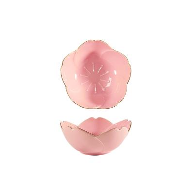 China 1pc Cherry Blossom Small Saucing Plate Japanese Style Dip Saucer Dip Saucer Viable Nordic Ceramic Seasoning Essential Oil Bowl Decor for sale