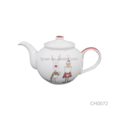 China Decal Designed and Customized Viable Christmas Santa Porcelain Teapot Set For Teaware for sale