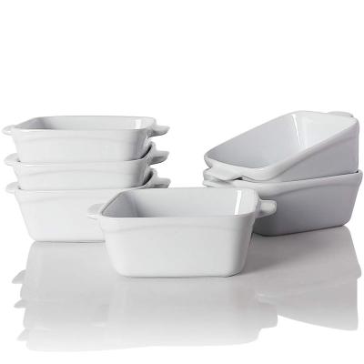 China 5 Inch Frozen Ramekin White Dip Ceramic Baking Bowl Disposable Scratch Easy Bake Oven for sale