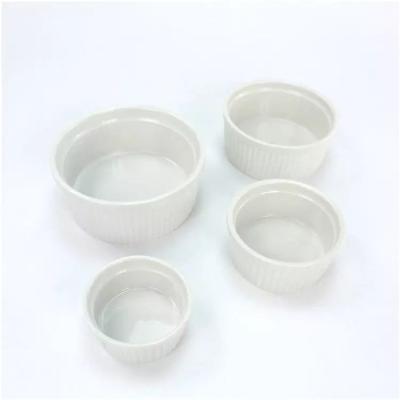 China Viable Stackable White Porcelain Bowls Large Chinese Ramekin Maker Stoneware Ceramic Ramekin Bowl for sale