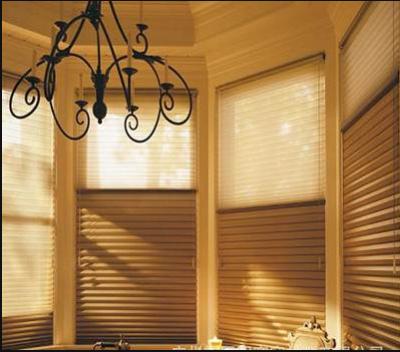 China Eco-friendly / UV Protection Warm Honeycomb Blinds Black Shades Motorized Venetian Fan Blinds for sale