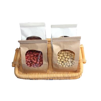 China Hot Selling Recyclable Products Kraft Paper Food Kraft Paper Bag Brown Zipper With Window for sale