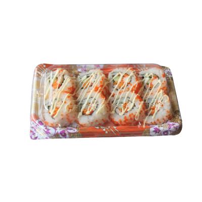 China Disposable Clear Plastic Lid Disposable Container Sushi Takeaway Food Packaging Paper Box for sale