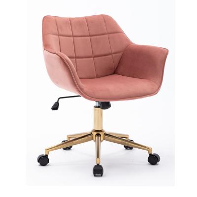 China Can Be Customized Modern Home Office Chair Velvet With Gold Metal Base With Back Ergonomic Computer Desk Task Chair With Arms for sale