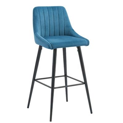 China CAN BE CUSTOMIZED DM Furniture Bar Velvet Cushion Metal Powder Coated Custom Modern High Legs Cafe Restaurant Stool Bar Chair for sale